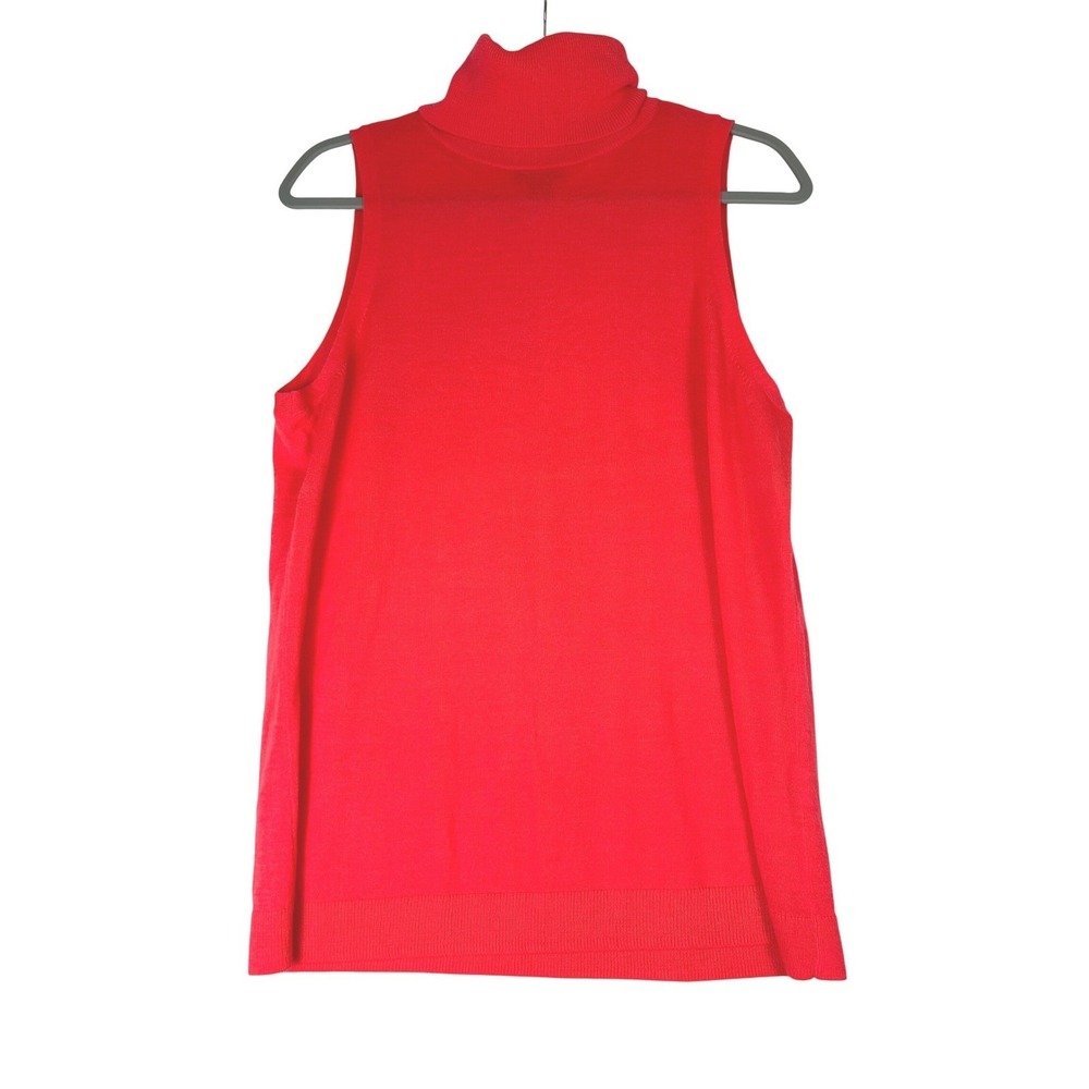 Halogen Sleeveless Merino Wool Sweater Tank S Coral Orange Turtleneck Resort - Picture 2 of 7